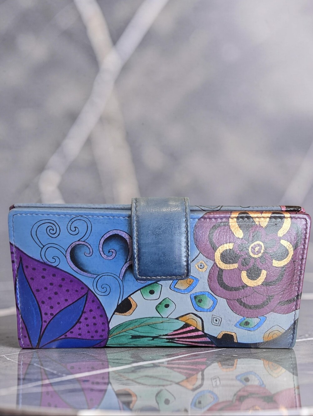 Anna by Anuschka Hand-Painted Leather Wallet NWT